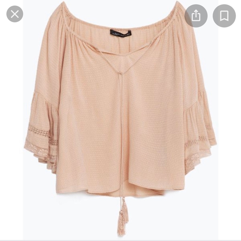 Zara Woman blouse with gathered neckline